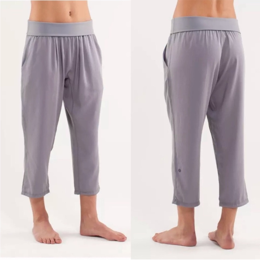 Lululemon Fossil Gray Tencel Post Power Pants Fold Over S 4